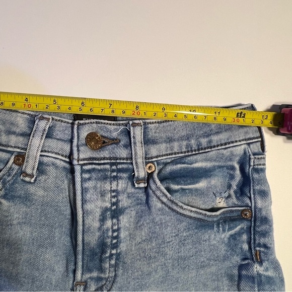 Express Women Light Wash Ripped Distressed Cropped Skinny Mid Rise Jeans  Sz 0/R - Picture 8 of 9